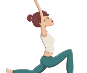 Woman doing yoga design vector set 08