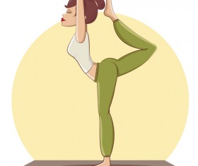Woman doing yoga design vector set 09