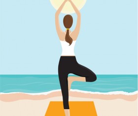 Woman doing yoga design vector set 12