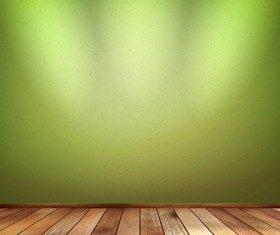 Wood floor with green wall vector