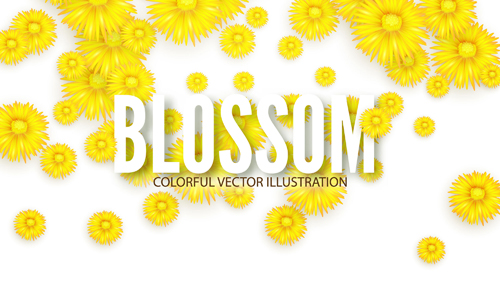 Yellow flowers blosson background vector 01