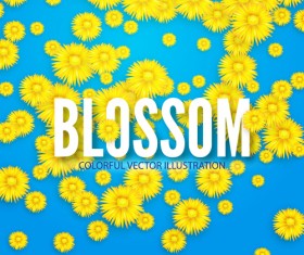 Yellow flowers blosson background vector 02