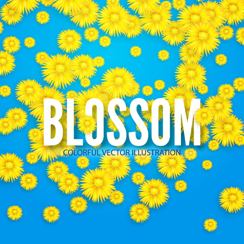 Yellow flowers blosson background vector 02