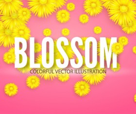 Yellow flowers blosson background vector 05