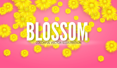 Yellow flowers blosson background vector 05