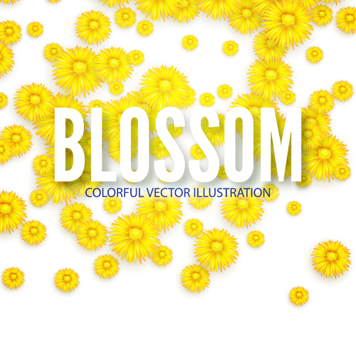 Yellow flowers blosson background vector 06