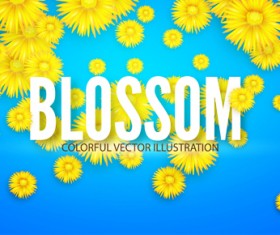 Yellow flowers blosson background vector 07