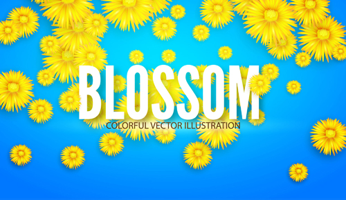 Yellow flowers blosson background vector 07