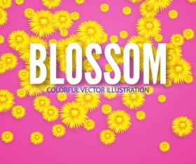 Yellow flowers blosson background vector 08