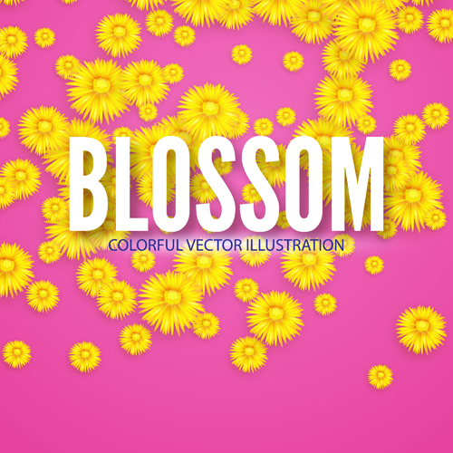 Yellow flowers blosson background vector 08