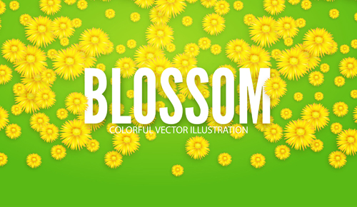 Yellow flowers blosson background vector 09