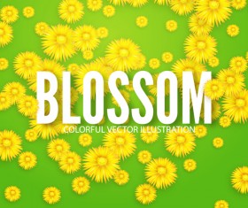 Yellow flowers blosson background vector 11
