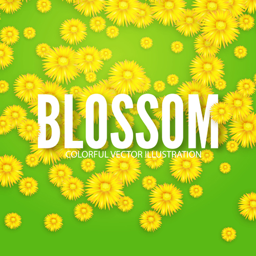 Yellow flowers blosson background vector 11