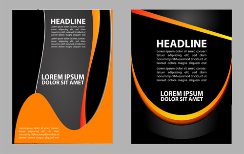 Yellow with black magazine flyer brochure cover vector 03