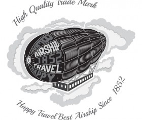 airship with travel background vector