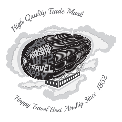 airship with travel background vector