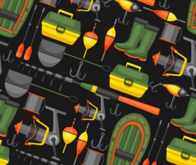 fishing elements seamless pattern vector 01