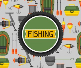 fishing elements seamless pattern vector 03