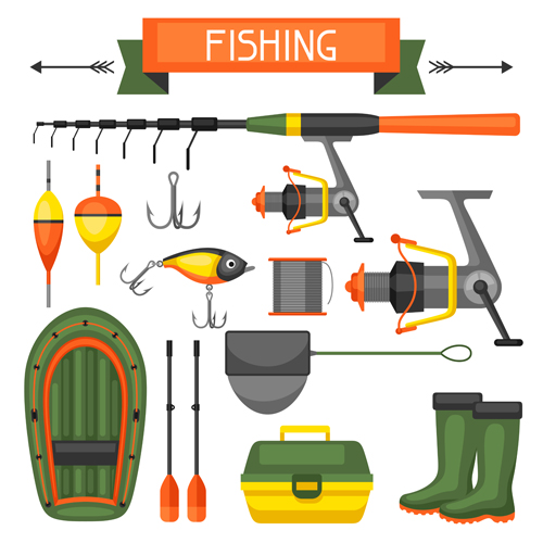 fishing supplies vector illustration vector 01