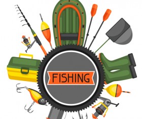 fishing supplies vector illustration vector 04