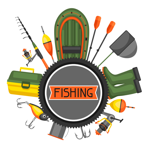 fishing supplies vector illustration vector 04