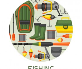 Set of fishing supplies objects for decoration Vector Image