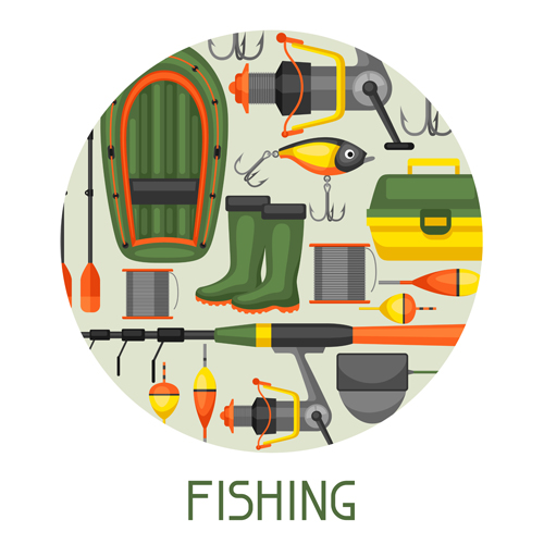 fishing supplies vector illustration vector 05