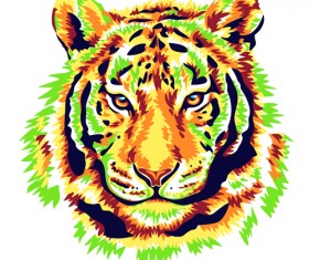 green tiger head vector