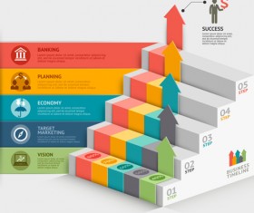 ladder with business template vector 02
