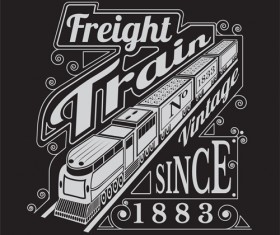 old freight train vector background