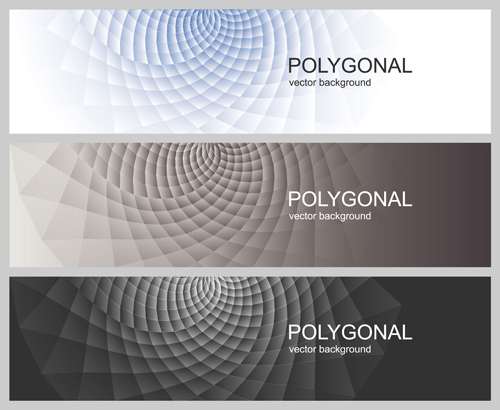 polygonal with abstract banners vector 01