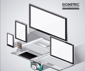 3D computer work template vector