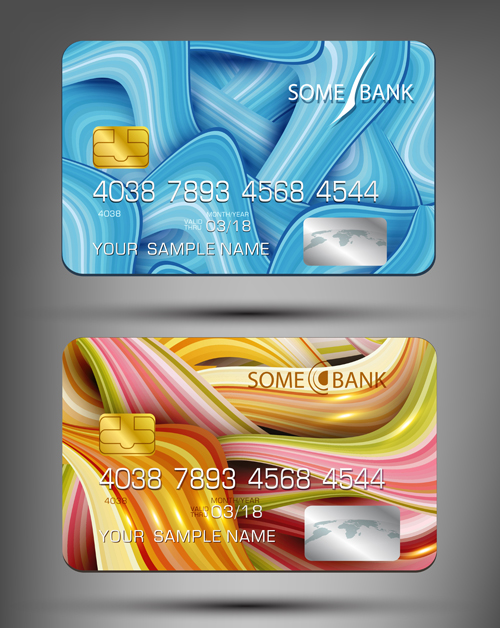 Abstract credit cards template vector 01