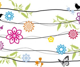 Abstract flower with birds vector