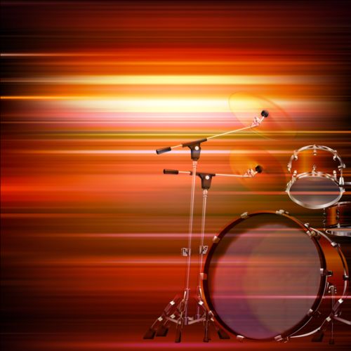 Abstract music background with drum kit vector