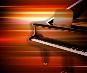 Abstract music background with grand piano vector 01