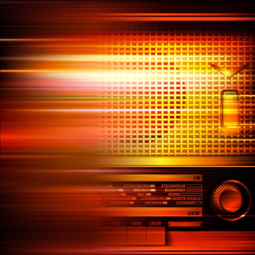 Abstract music background with retro radio vector