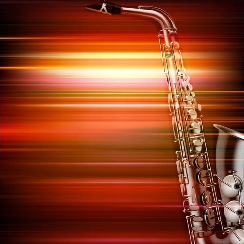 Abstract music background with saxophone vector