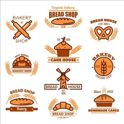 Bakery and pastry shop labels vector 01