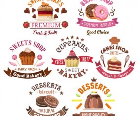 Bakery and pastry shop labels vector 02