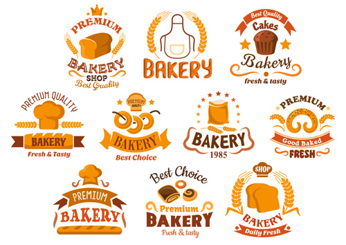 Bakery and pastry shop labels vector 05