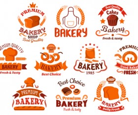 Bakery and pastry shop labels vector 06