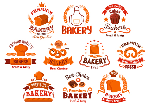 Bakery and pastry shop labels vector 06