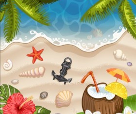 Beach with sea and summer holiday background 07