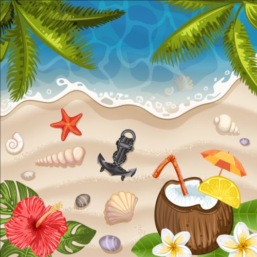 Beach with sea and summer holiday background 07