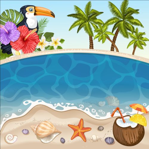 Beach with sea and summer holiday background 09