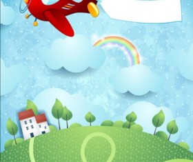 Beautiful countryside scenery cartoon vector 01