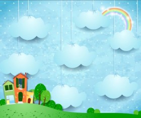 Beautiful countryside scenery cartoon vector 02