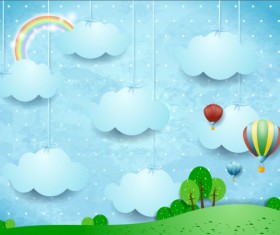Beautiful countryside scenery cartoon vector 03