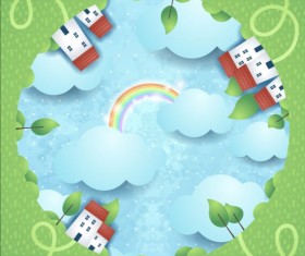 Beautiful countryside scenery cartoon vector 05